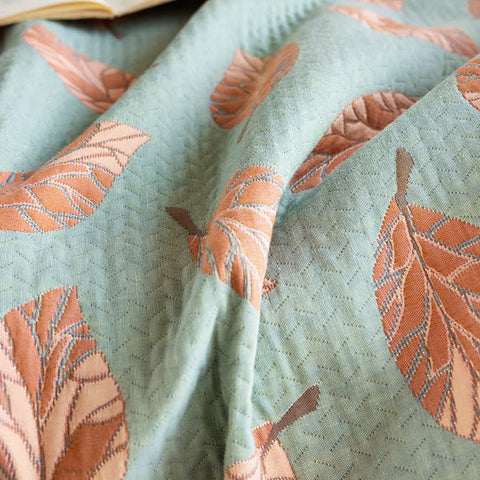 Leaf Print Cotton Summer Quilt Lightweight