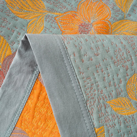 100% Cotton Quilt for Bed - Reversible with Leaf Floral Pattern