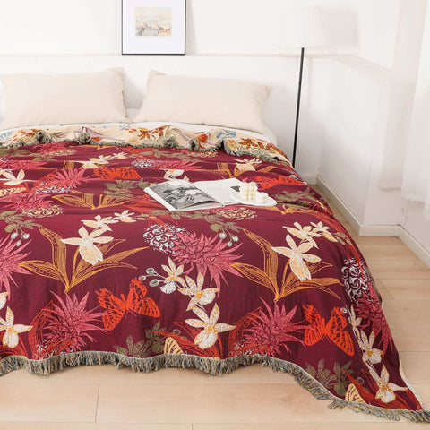 Butterfly Floral Cotton Reversible Couch Cover