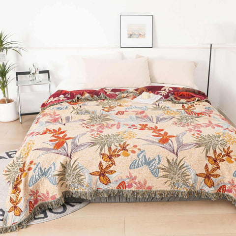 Butterfly Floral Cotton Reversible Couch Cover