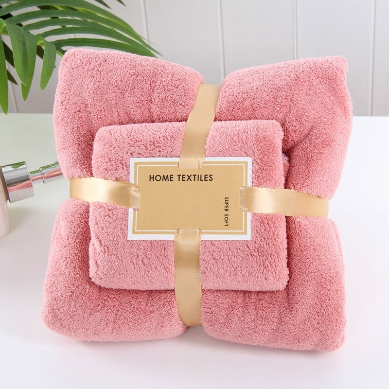 CORAL FLEECE BATH TOWEL SET