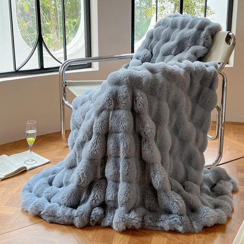 Faux Rabbit Fur Minky Blanket
