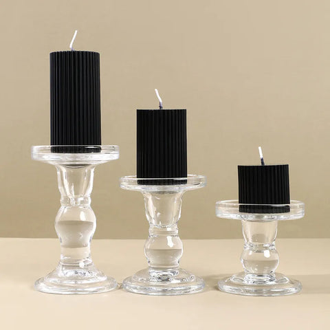 Noir Ribbed Black Candle