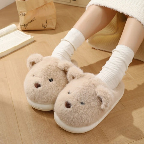 Teddy Bear Plush Slippers