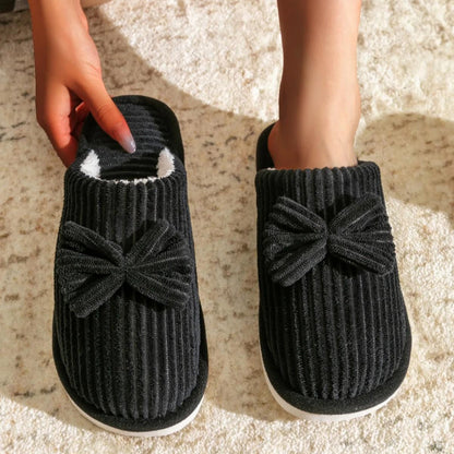 NORDIC-BOW PLUSH SLIPPERS