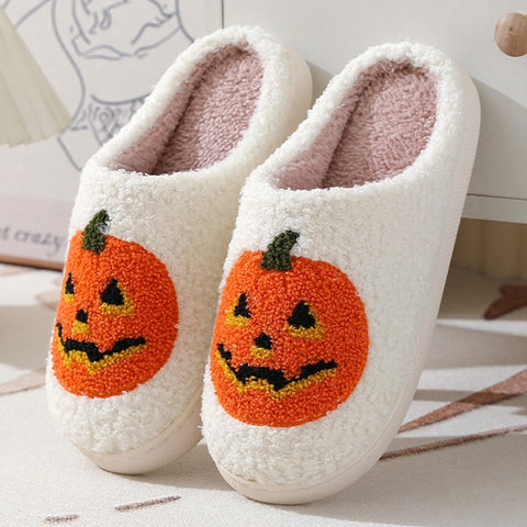 Halloween Pumpkin Slippers – Cozy Indoor House Shoes