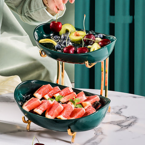 Ceramic Serving Bowls with Metal Stand