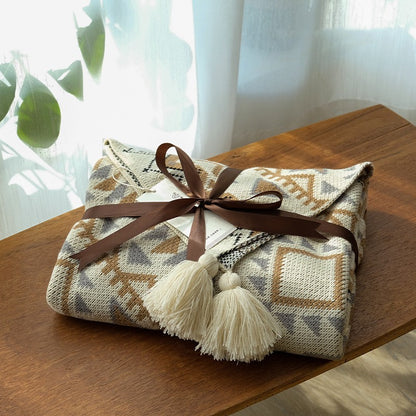 SEVANA BOHEMIAN KNIT SHAWL BLANKET