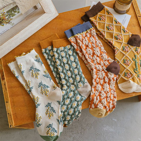 Hana Embossed Long Pile Socks