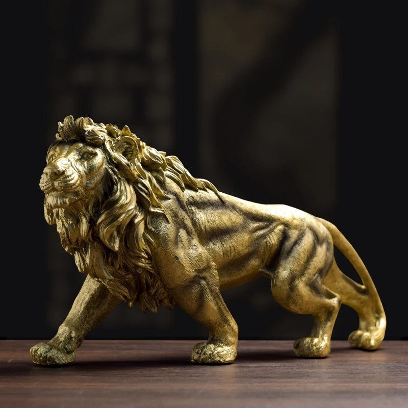 MAJESTIC GOLDEN LION FIGURINE