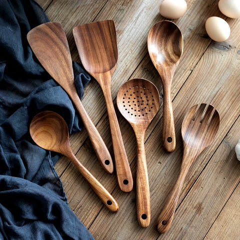 Rustic Wooden Kitchen Utensil Set 8PCS