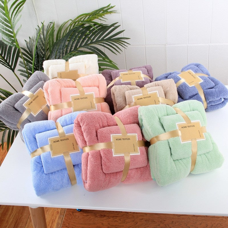 CORAL FLEECE BATH TOWEL SET