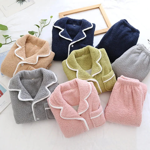 Fleece Winter Pajamas Set for Men & Women