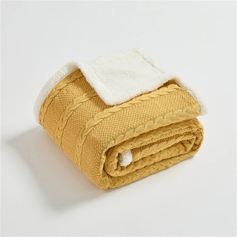 Cable Knit Sherpa Blanket - Cotton Throw