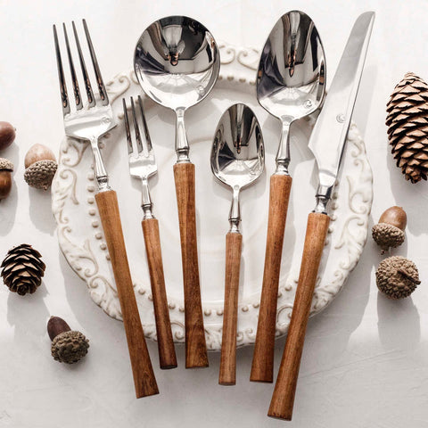 Vintage Oakwood Handle Cutlery Set