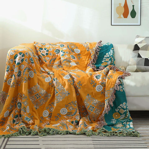 Santorini Sun Cotton Throw Blanket