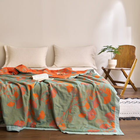 Ginkgo Leaf Cotton Quilt Reversible