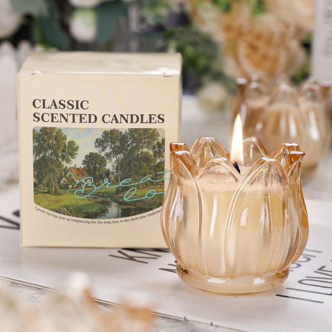 French Tulip Glass Candle