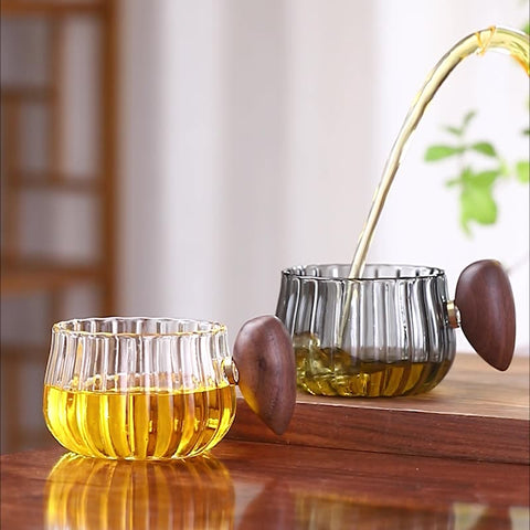 Glass Coffee & Tea Cup with Wood Handle
