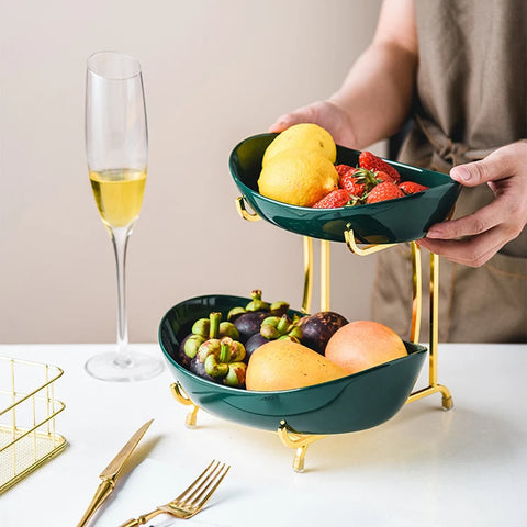 Ceramic Serving Bowls with Metal Stand