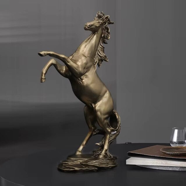 GRACEFUL GOLDEN HORSE SCULPTURE