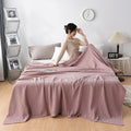 Breathable waffle cotton blanket in soft pink color
