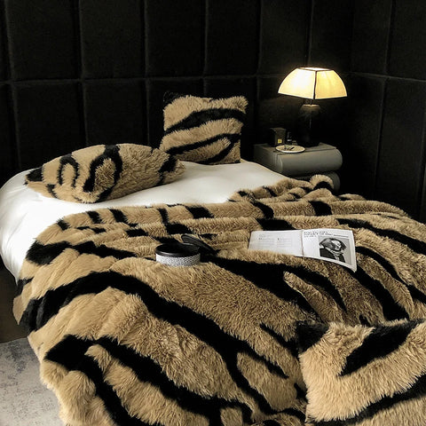 Zebra Faux Fur Blanket