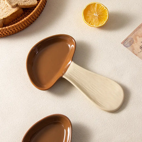Mushroom Ceramic Spoon Rest Utensil Holder