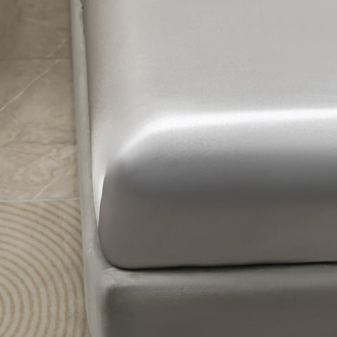 Luxury Silver Gray Satin Bedding & Bed Sheet Set