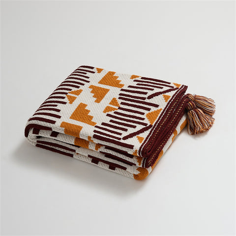 Tribal Throw Blanket with Tassels