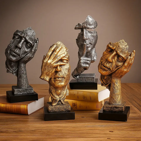 Abstract Face Resin Statue Decor