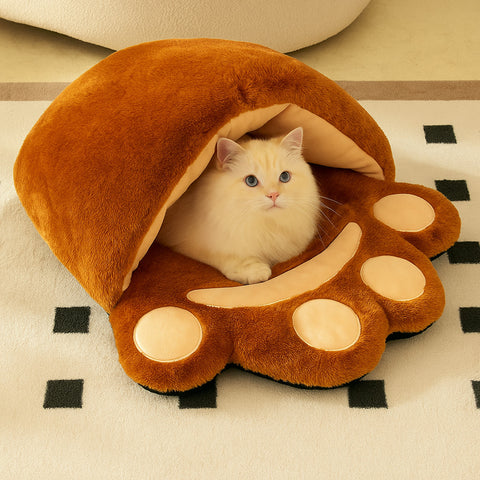 Bear Paw Cat Bed – Warm, Fluffy & Fun