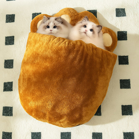 Bear Paw Cat Bed – Warm, Fluffy & Fun
