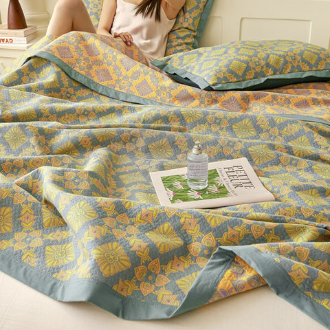 Soft Cotton Quilt - Abstract Yellow