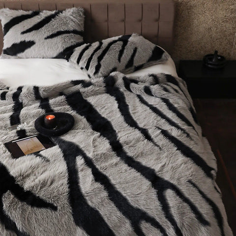 Zebra Faux Fur Blanket