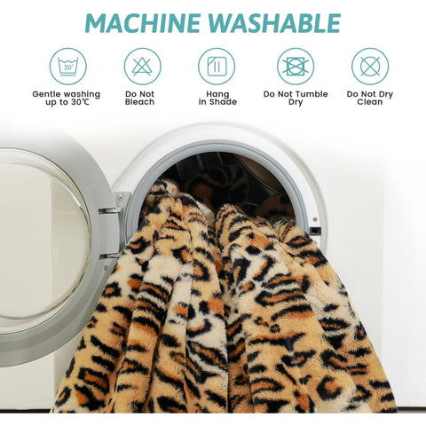Leopard Print Faux Fur Throw Blanket