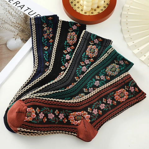 Women's Vintage Floral Crew Socks