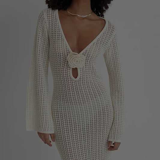 MYKONOS KNIT BACKLESS DRESS
