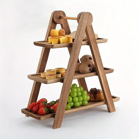 Rustic Wooden 3-Tier Serving Stand