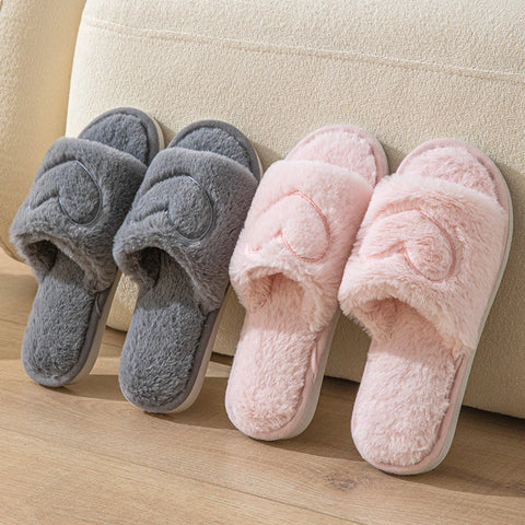 Women's Plush Open Toe Slippers