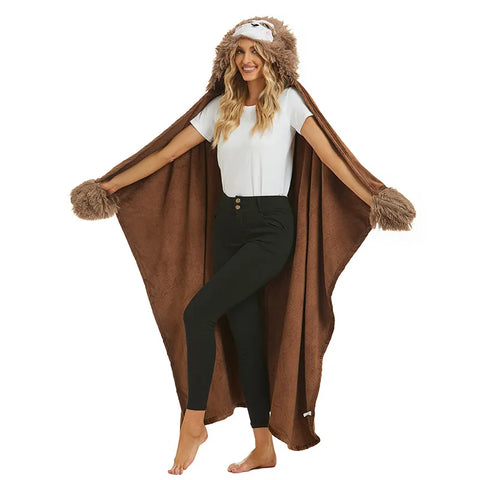 Wearable Hooded Blanket With Gloves