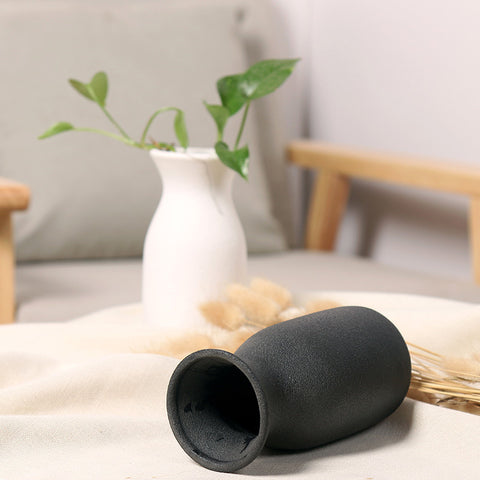 Matte Minimalist Ceramic Black & White Vase Set