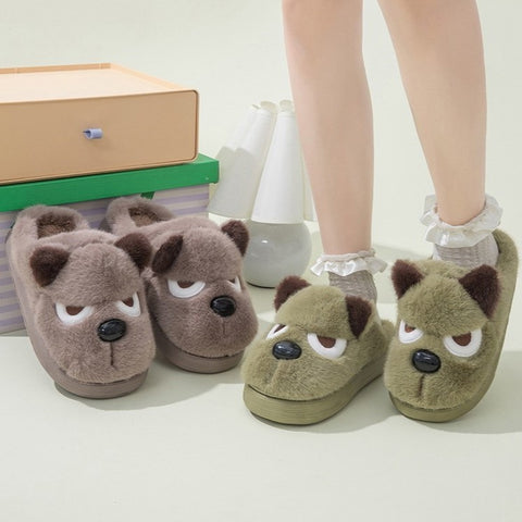 Angry Puppy Plush Slippers