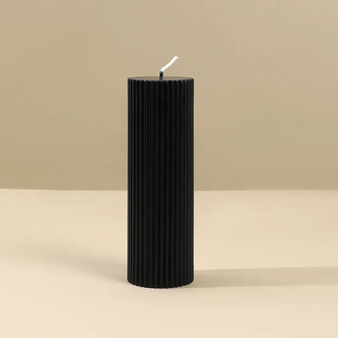 Noir Ribbed Black Candle