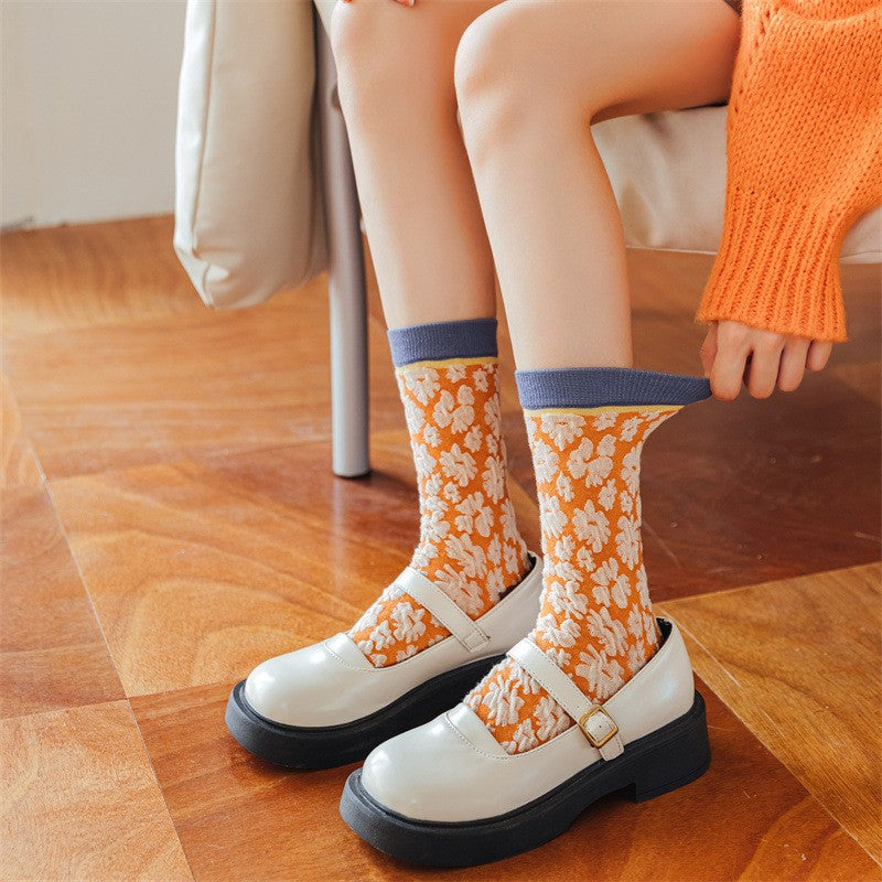 HANA EMBOSSED LONG PILE SOCKS