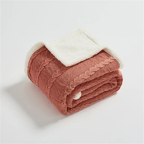 Cable Knit Sherpa Blanket - Cotton Throw