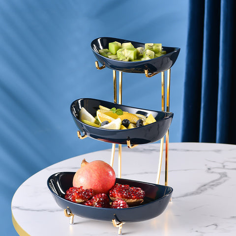 Ceramic Serving Bowls with Metal Stand
