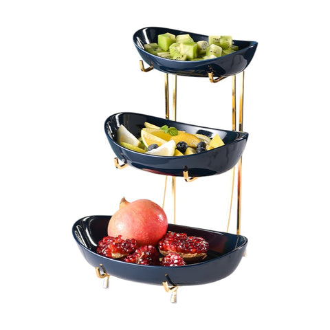 Ceramic Serving Bowls with Metal Stand