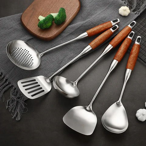 Stainless Steel Kitchen Utensil Set with Holder