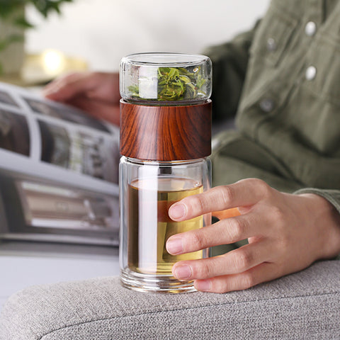 Tea Infuser Bottle - Double Wall Glass